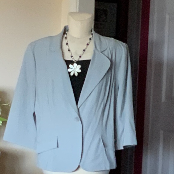 Gray linen blazer jacket - Picture 2 of 2